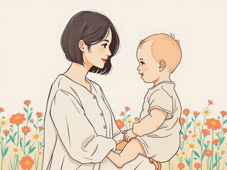 Mother and child gazing at each other