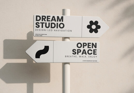 Modern Directional Sign Mockup PSD