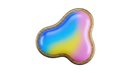 Obraz premium Abstract Colorful Liquid Blob with Gold Textured Border