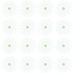Seamless pattern of abstract sunburst motifs in pastel colors on a cream background