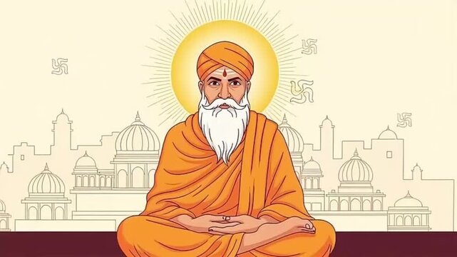 Guru Ravidas Jayanti celebration with serene saint in meditation