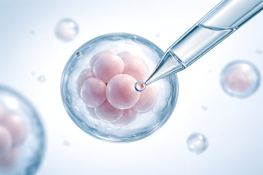 In Vitro Fertilization (IVF) Concept. Microscopic View of Cell Division