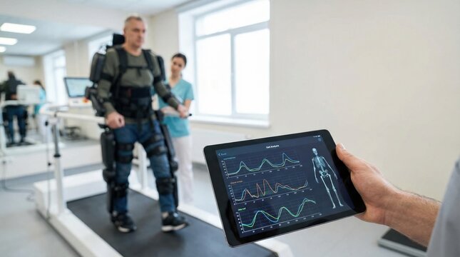 Robotic Exoskeleton Walk Training with Real Time Gait Data Visualization on Digital Tablet in Modern Rehabilitation Center Enhances Patient Recovery Optimization Outcomes