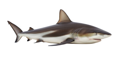 Obraz premium Mako shark swimming in the ocean with its mouth slightly open showcasing sharp teeth and powerful jaws in a realistic digital illustration