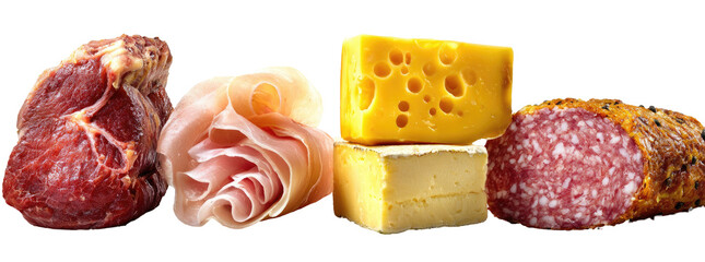 Assorted cured meats and cheeses