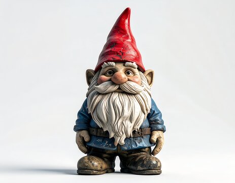 Garden gnome figurine isolated on white background