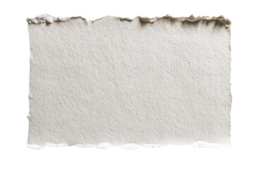 A rectangular piece of off-white paper with uneven, torn edges