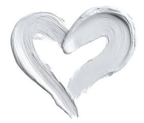 A stylized, white heart shape formed by a textured brushstroke