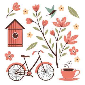 Spring Nature Lifestyle Objects Illustration  Flat (4) SVG Vector Design