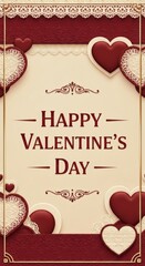 Happy Valentines Day Romantic Hearts Greeting Card Design