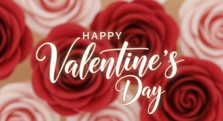 Happy Valentines Day Romantic Red Roses Floral Background
