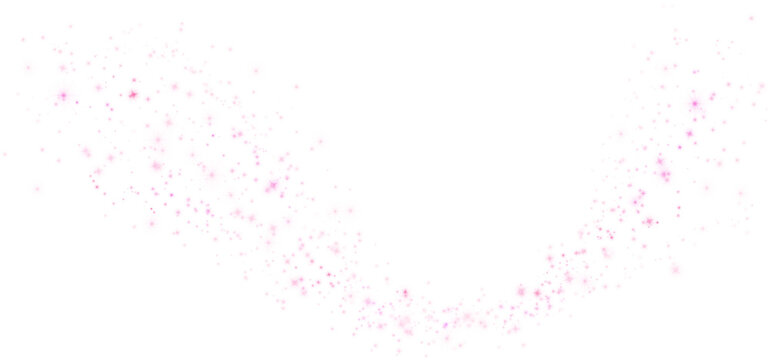 pink light particles in v wave shape on transparent background, romantic glowing confetti overlay for valentine or wedding design, soft sparkle element for beauty visuals