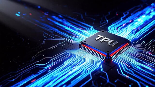 TPU chip with glowing circuitry