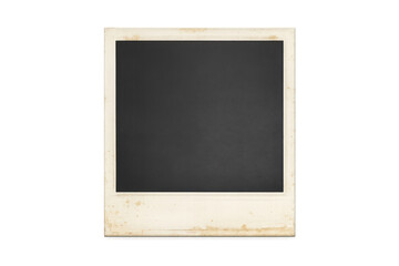 Vintage instant film frame displaying a blank, aged border with space for content, perfect for mock-ups on a transparent background