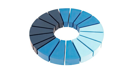 Obraz premium Circle divided into segments with gradient of blue hues