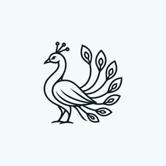 Obraz premium Line Art Peacock Logo