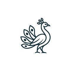 Obraz premium Line Art Peacock Logo