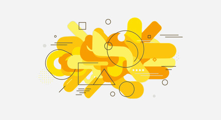 Naklejka premium Abstract Yellow Shapes and Geometric Forms.