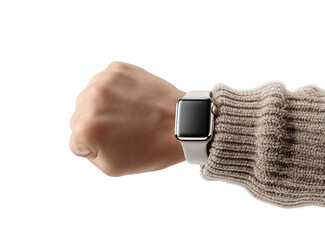 Close-up of a person's hand wearing a modern watch