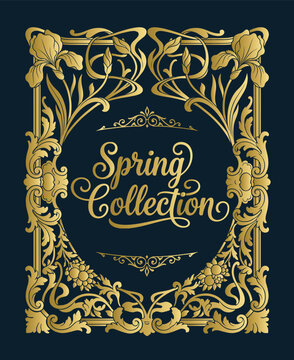 Elegant Golden Art Nouveau Frame with Lettering