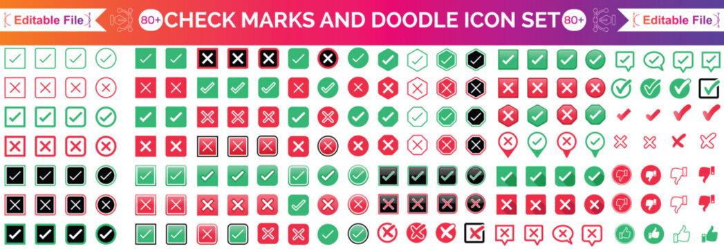 check mark icon. Task Approved or done symbol. True or false, right or wrong sign vector. Tick mark button of correct or wrong way sticker.