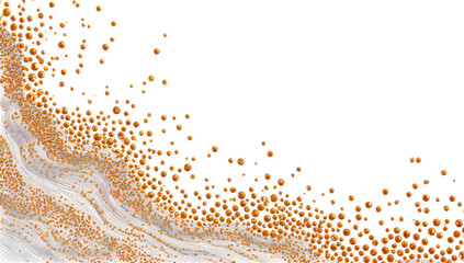 Abstract swirl of orange and beige particles cascading down a dark corner