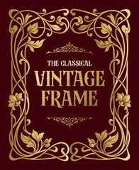 Elegant Golden Floral Vintage Frame with Art Nouveau Accents