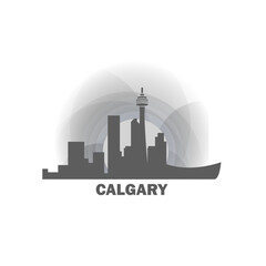 Obraz premium Calgary logo, clip art with cityscape, skyline, panorama, skyscrapers. Vector flat isolated illustration. Canada city image with landmarks and buildings