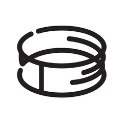 Black metal spring coil in minimalist design with simple lines and clean white background for industrial or mechanical use