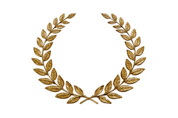 Golden laurel wreath on black background award victory symbol image, Isolated On White Background, Png Transparent