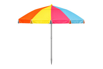 Obraz premium Colorful beach parasol providing essential sun protection, creating shade for summer vacationers, with a transparent background