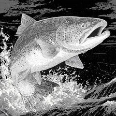 A fish is leaping out of the water