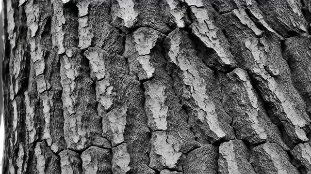 Close-up of tree bark showing rough texture in shades of gray