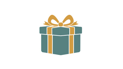 Fototapeta premium a teal and gold gift box with a ribbon depicted as a silhouette