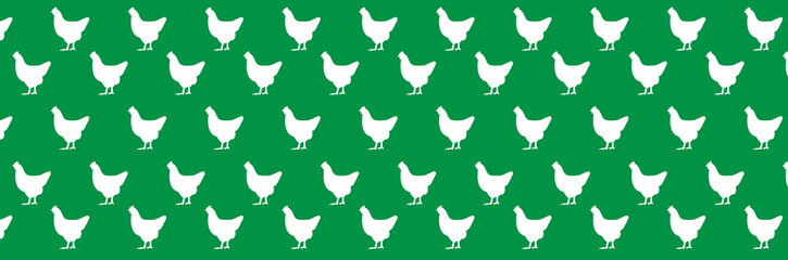 chicken white, pattern on a green background, 