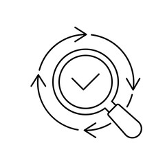 Simple Research process icon with checkmark for social media, app, and web design. Vector illustration, Eps 10.