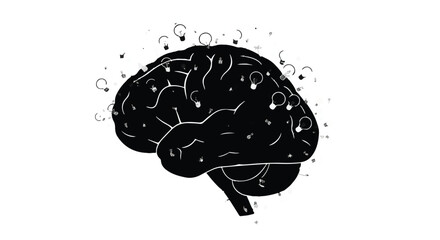 Brain illustration with creative thinking concept and white background for business innovation and education