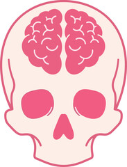 Fototapeta premium Vector Illustration of Human Skull with Brain Outline, Medical Anatomy Clipart for Education and Healthcare Design