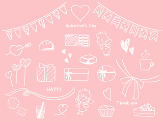 手描きのバレンタイン素材セット