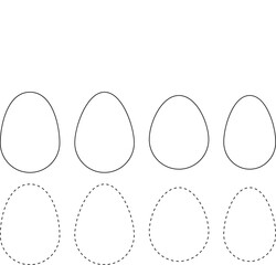 White Easter Egg Flat Vector Art Lineart Dotted Coloring Page