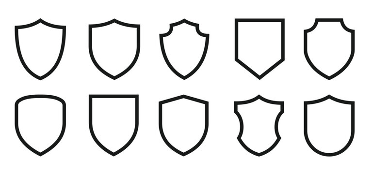 set of shield outlines for protection and security