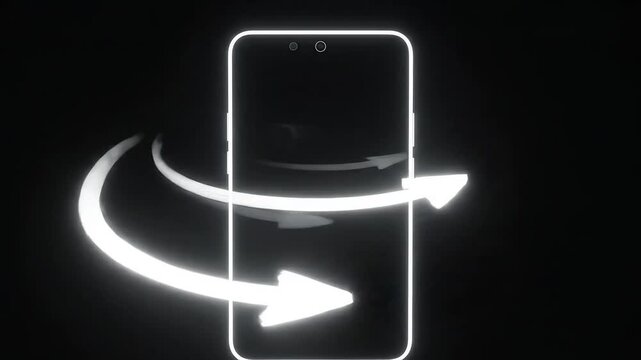 Smartphone with glowing outline and arrows