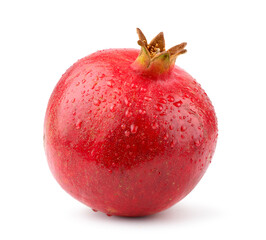 Pomegranate with water droplet isolated on white background.