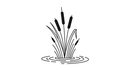Black and White Illustration of Cattails. © Nasoha