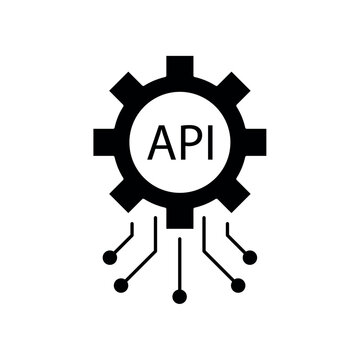 Simple API Interface gear and code icon for social media, app, and web design. Vector illustration, Eps 10.