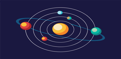 simplified solar planets orbiting star cosmic design © Pjdine