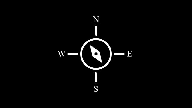 Minimalist navigation icon spinning slowly, representing directional guidance and exploration