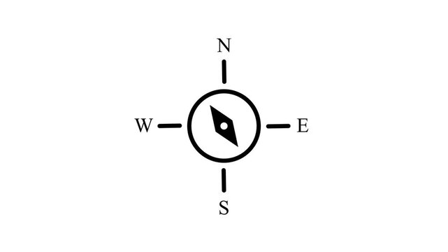 Simple compass graphic with north south east west cardinal directions and arrow pointer