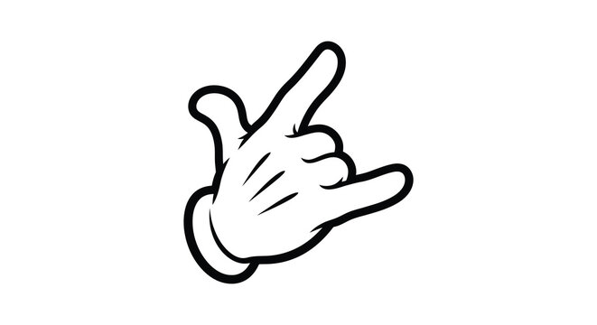 Cartoon hand making the shaka sign a hawaiian gesture silhouette