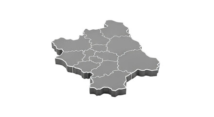 Obraz premium 3D Map of North Macedonia with Internal Borders